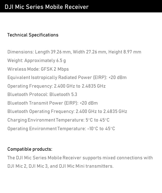 DJI Mic Series Wireless Receiver for Mobile Phones