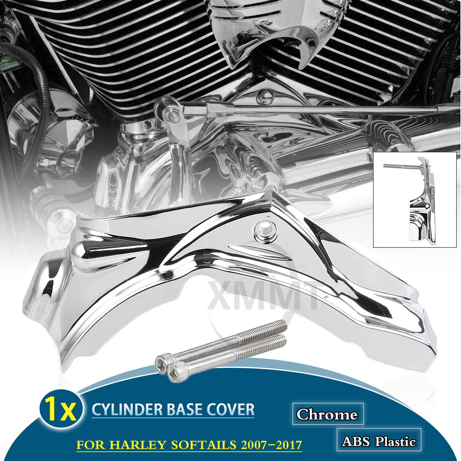 Chrome Cylinder Base Side Cover For Harley Heritage Softail FLSTC FLSTN 2007-17