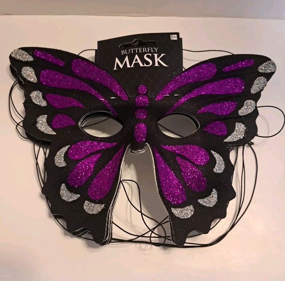 Lot Of 6 Purple Butterfly Mask Halloween New