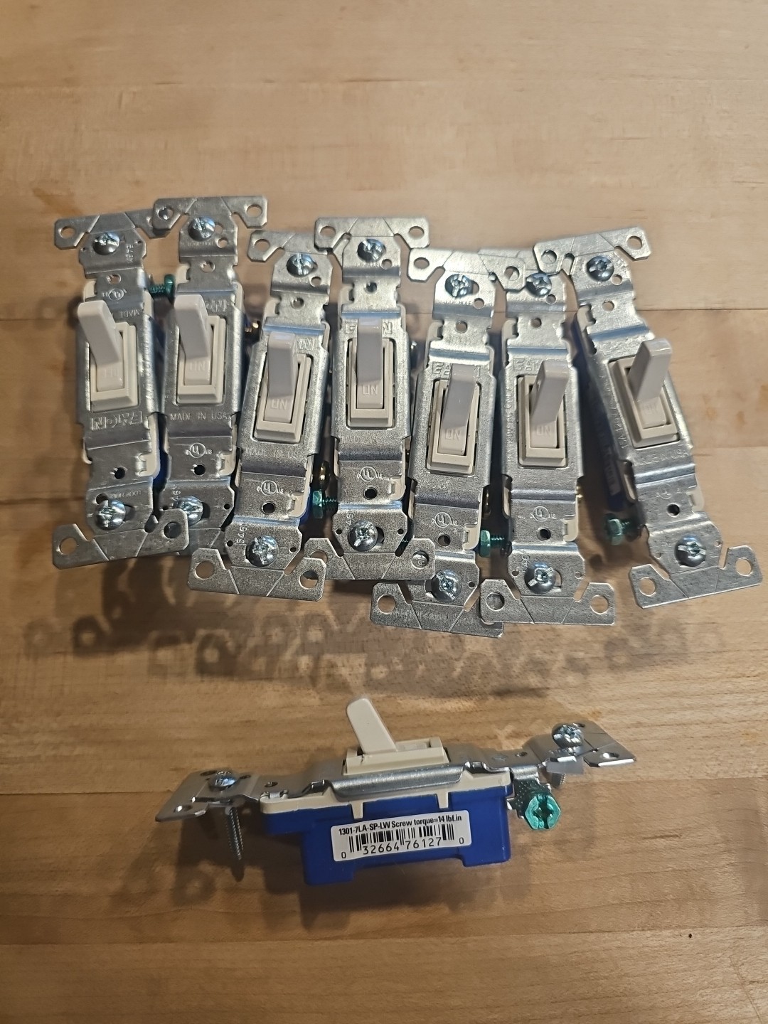 8 Eaton Lt Almond Quiet Toggle Wall Light Switches Single Pole 15A 1301-7LA