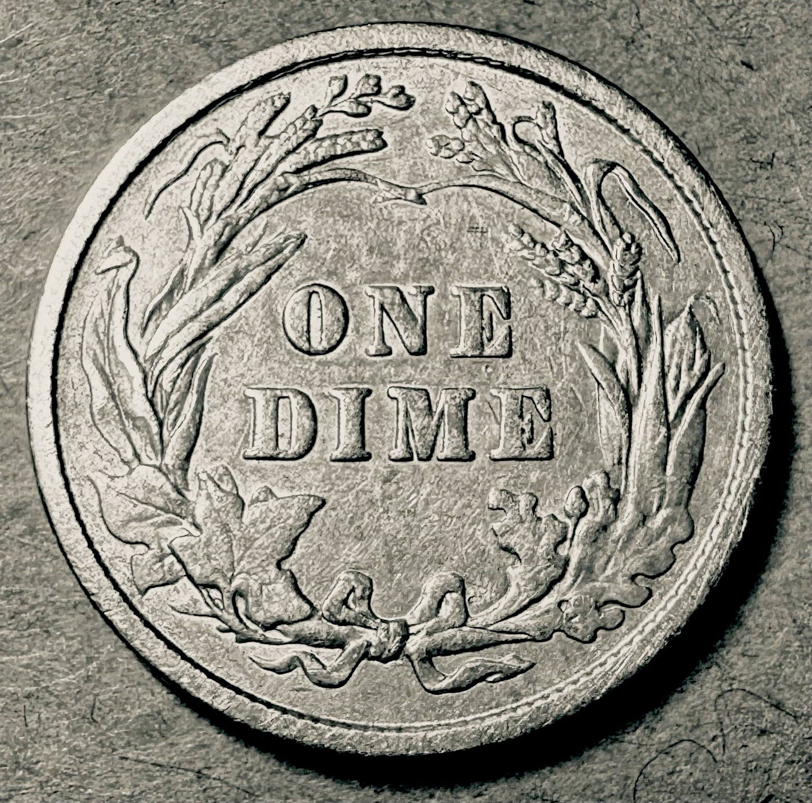 1907 barber dime Circulated