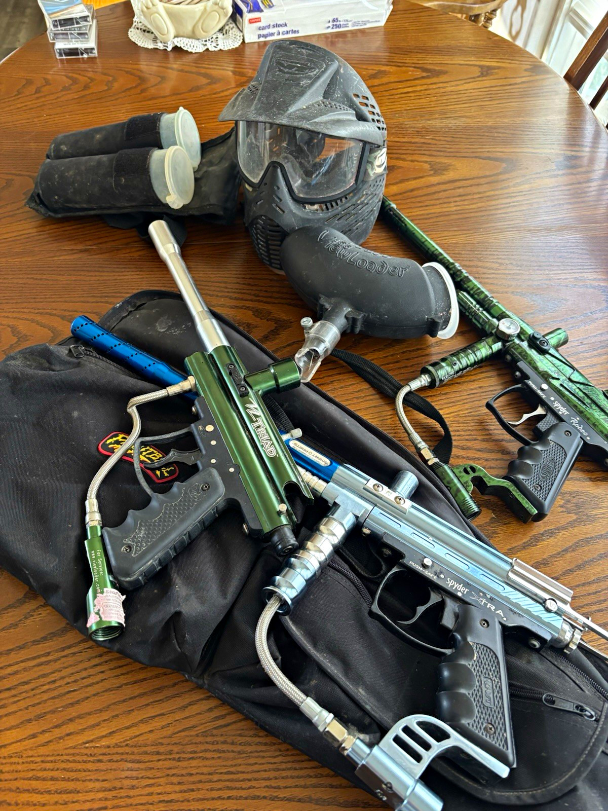 Spyder Rodeo & Xtra Paintball Marker Package w/ Mask, Hopper, and bag