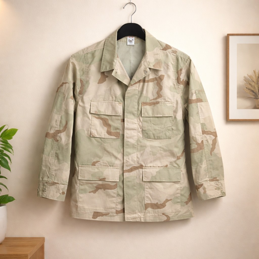 Vtg Propper Military Adult Large Long Desert Tri-Color Camo Combat Coat NWOT