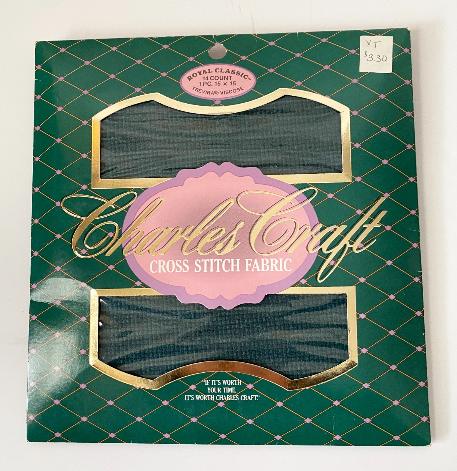 Charles Craft Cross Stitch 14-Count Fabric Deep Teal 15x15 - opened package