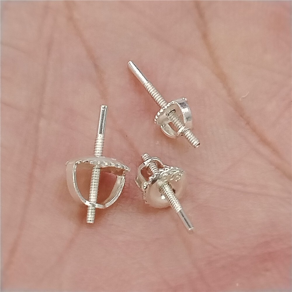 5prs Sterling Silver Threaded Post Ear Nuts 925 Silver Screw Type Earring Back