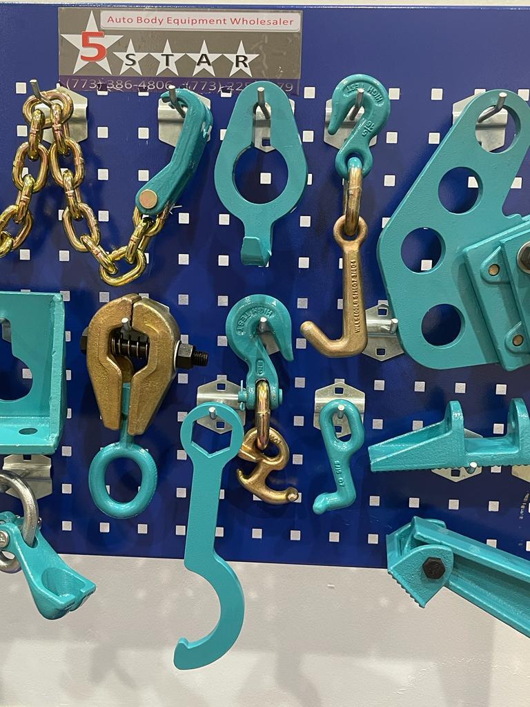 SET#83 - 15 PIECE HEAVY DUTY AUTO BODY FRAME MACHINE CLAMPS SET & PULLING TOOLS