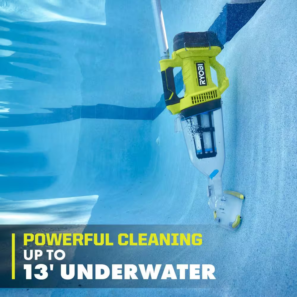 ONE+ 18V Cordless Telescoping Power Scrubber and ONE+ 18V Handheld Cordless Pool
