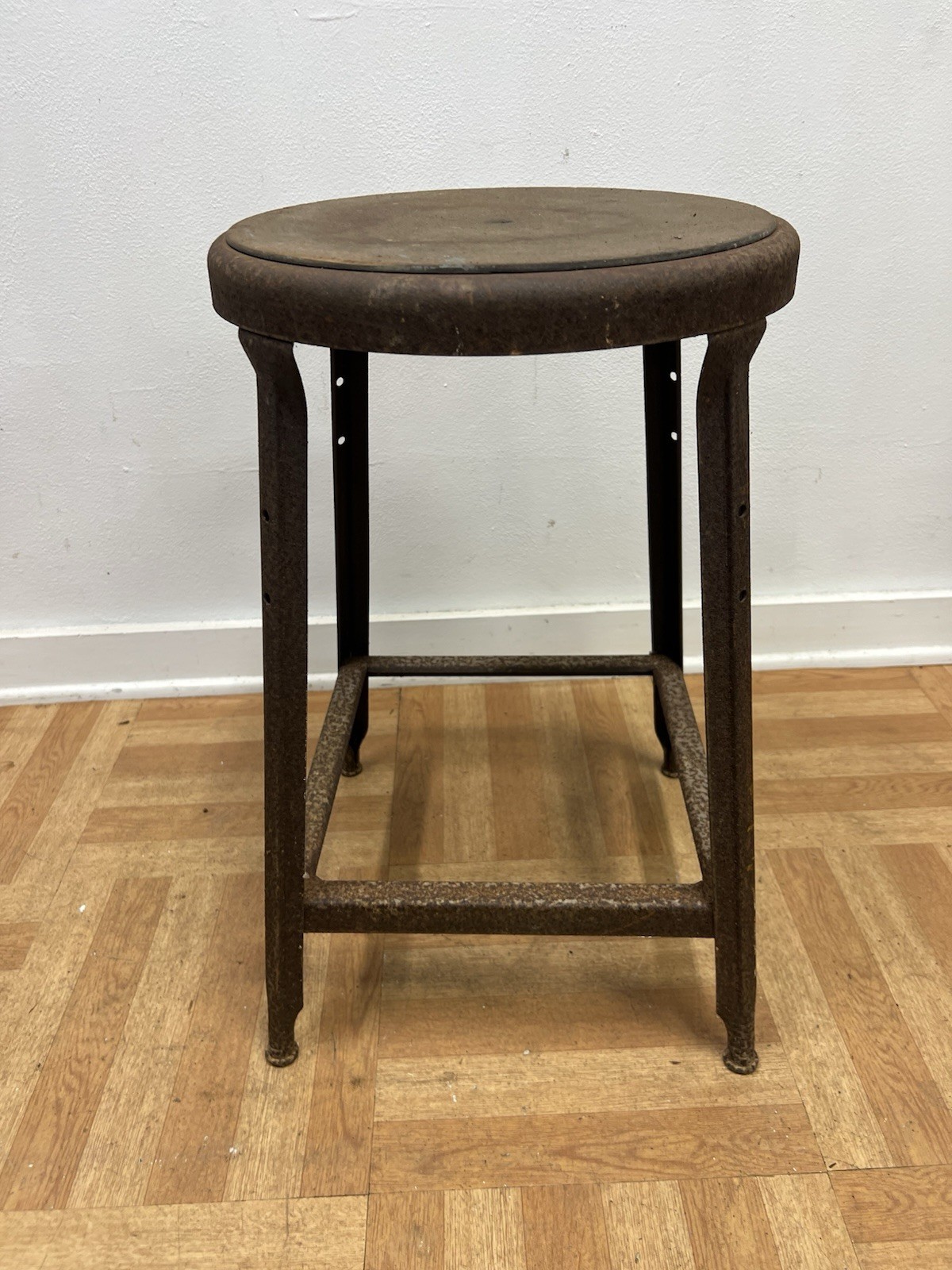 Vintage INDUSTRIAL STOOL bar metal steel shop chair mid century kitchen counter