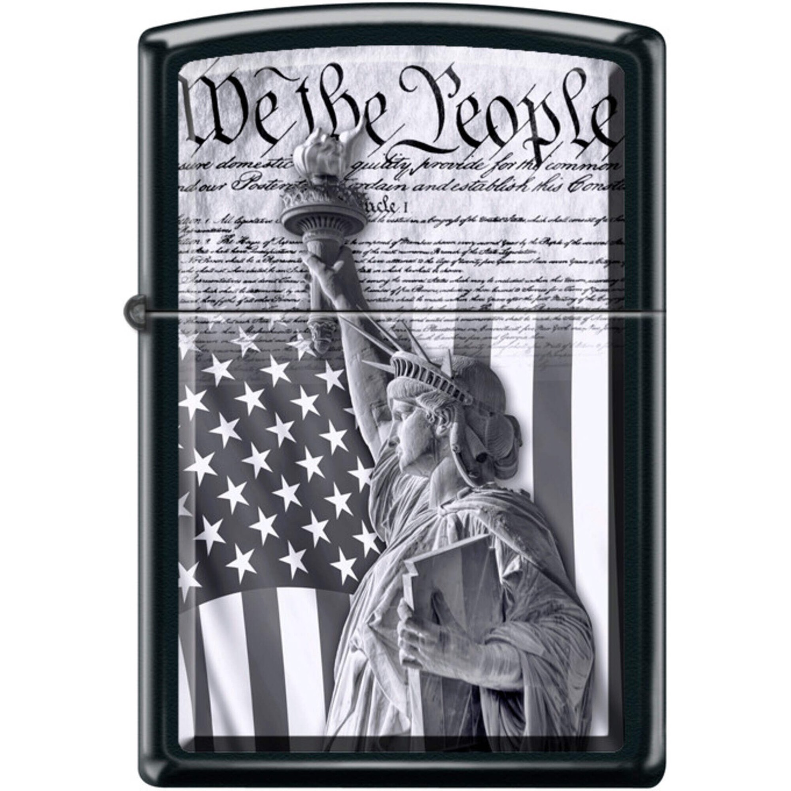 Zippo Windproof Pocket Lighter We The People Black Matte Metal XC544