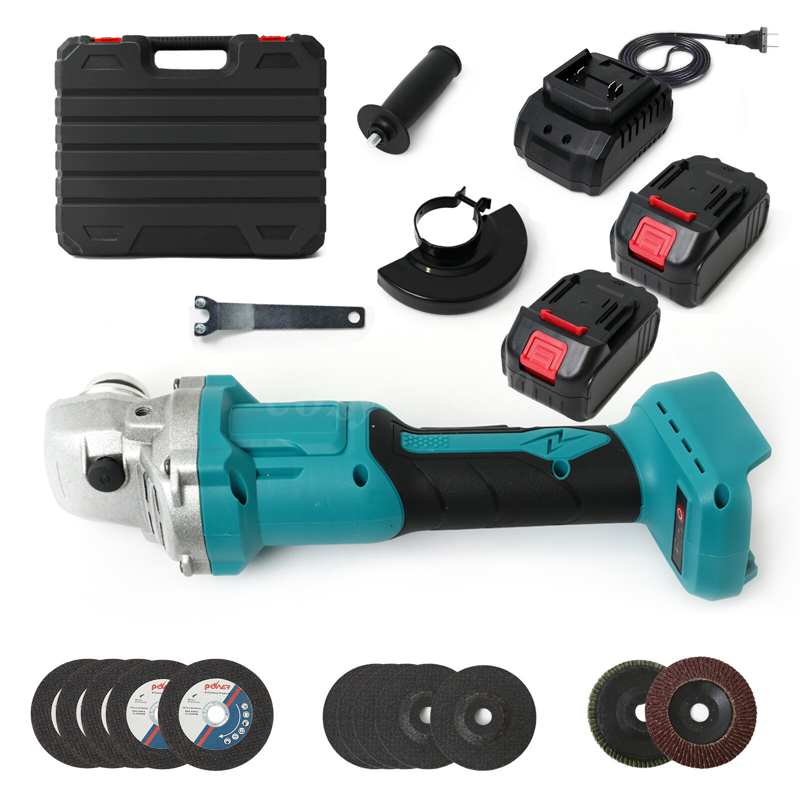 21V Cordless Angle Grinder Cutting Brushless Detail Sander W/ 2 Battery 9000 RPM