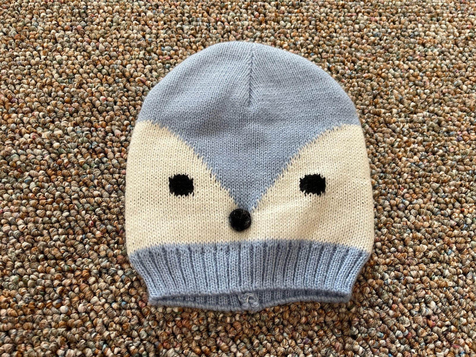 Boys Blue & White Knit Fox Hat Approx 6-12M