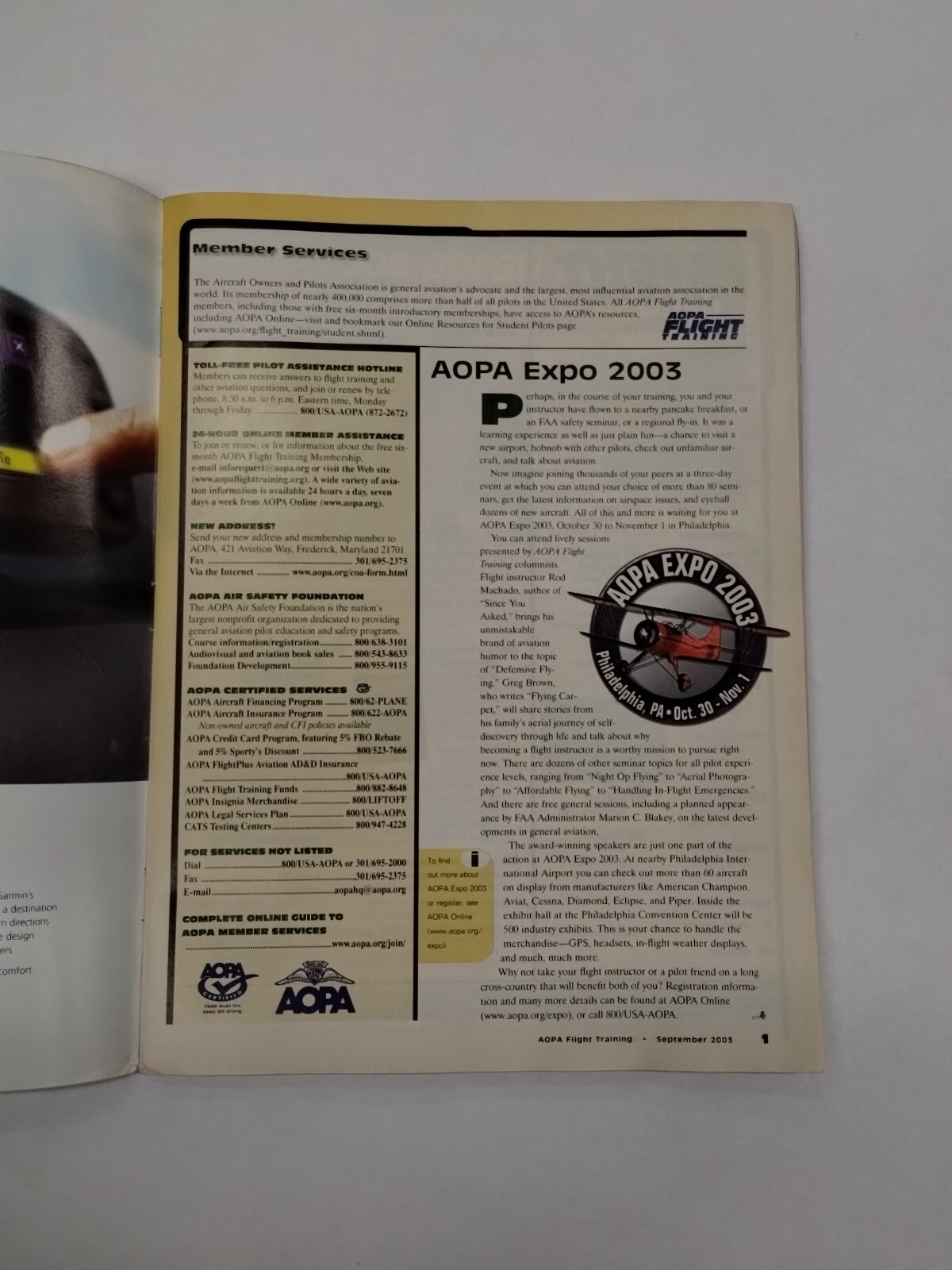 AOPA Flight Training Magazine September 2003-Original