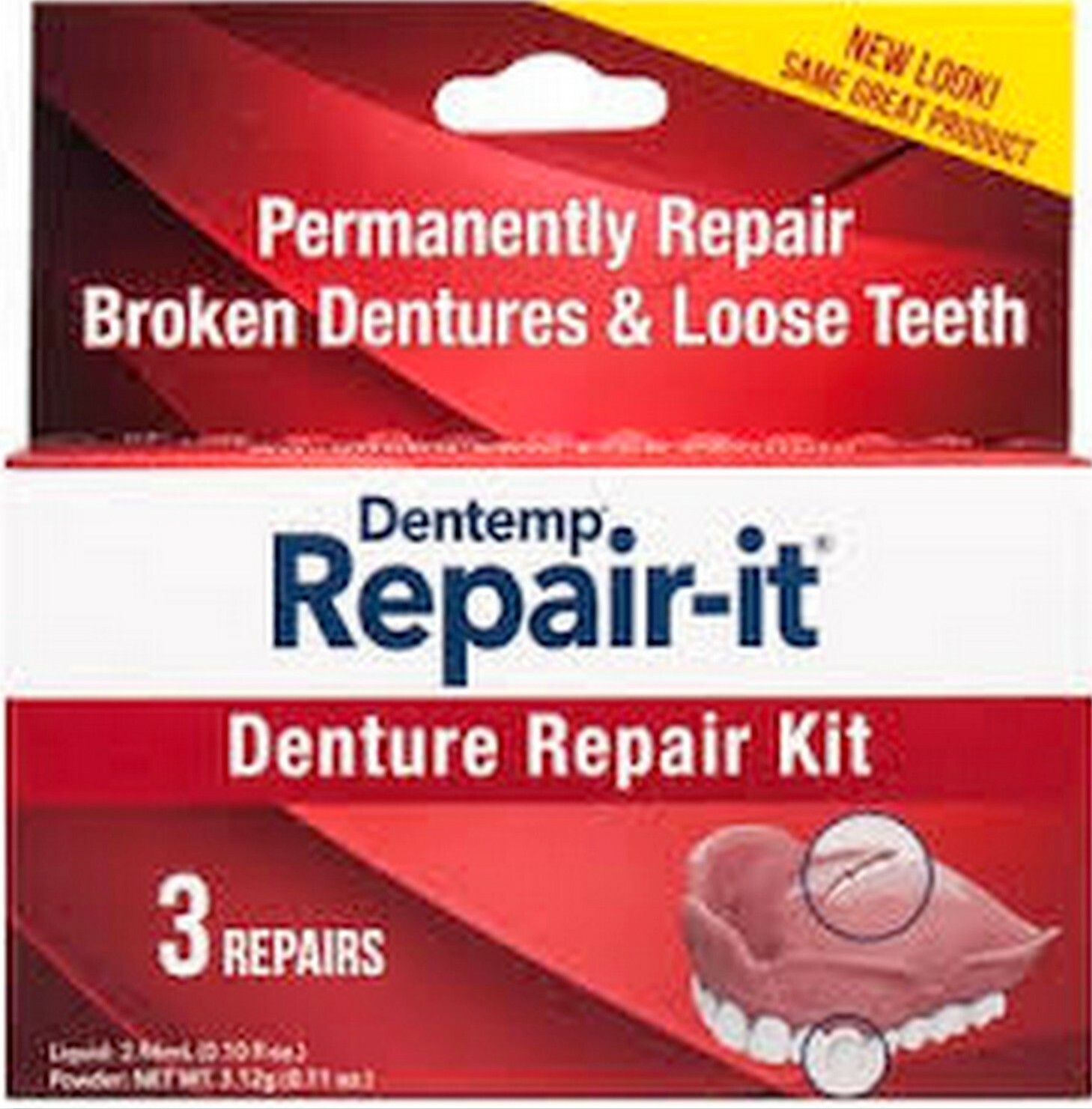 Dentemp DOC REPAIR-It Denture Repair Kit - 3 Repairs/Kit red