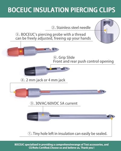 Insulation Piercing Clips Set Heavy Duty 2 Pcs Wire Piercing Probe for 4mm Plug