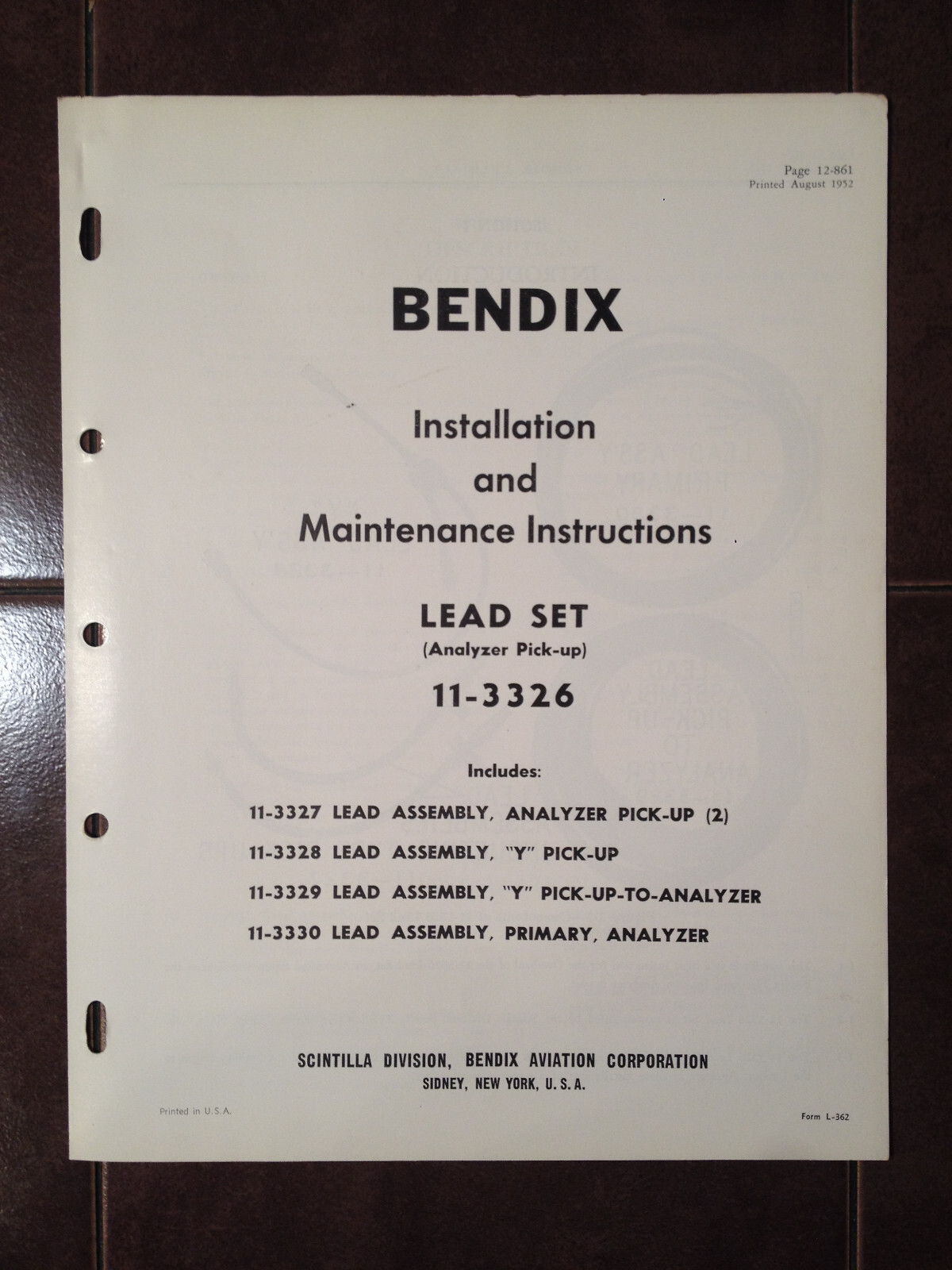 Bendix Install & Service Instructions for 11-3326 Lead Set