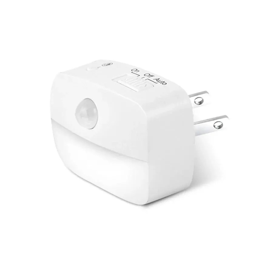 LED Plug‑In Motion Sensor Night Light US Wall Lamp Bedroom Hallway Kids Room