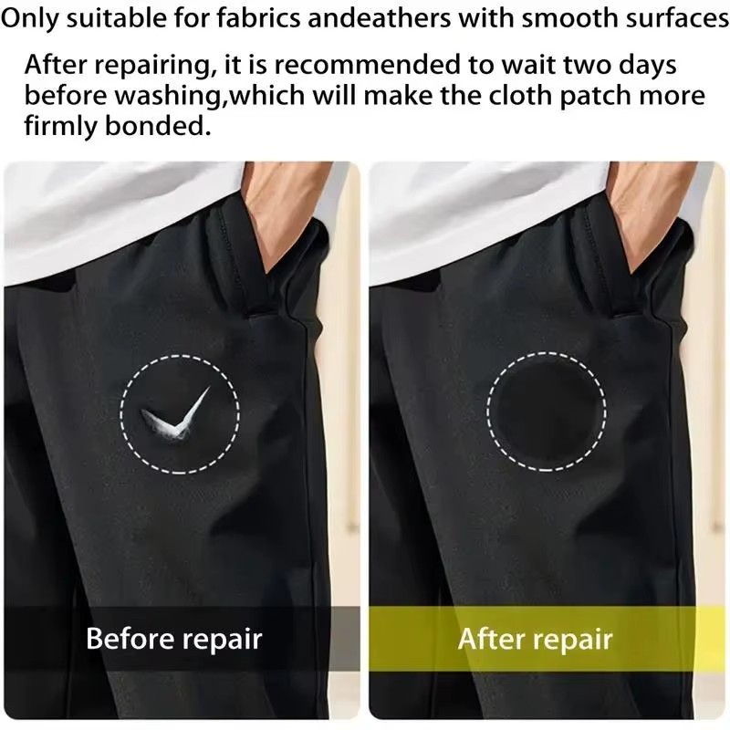 Instant Self-Adhesive Fabric Repair Patch Black Iron-On for Down Jacket Coat