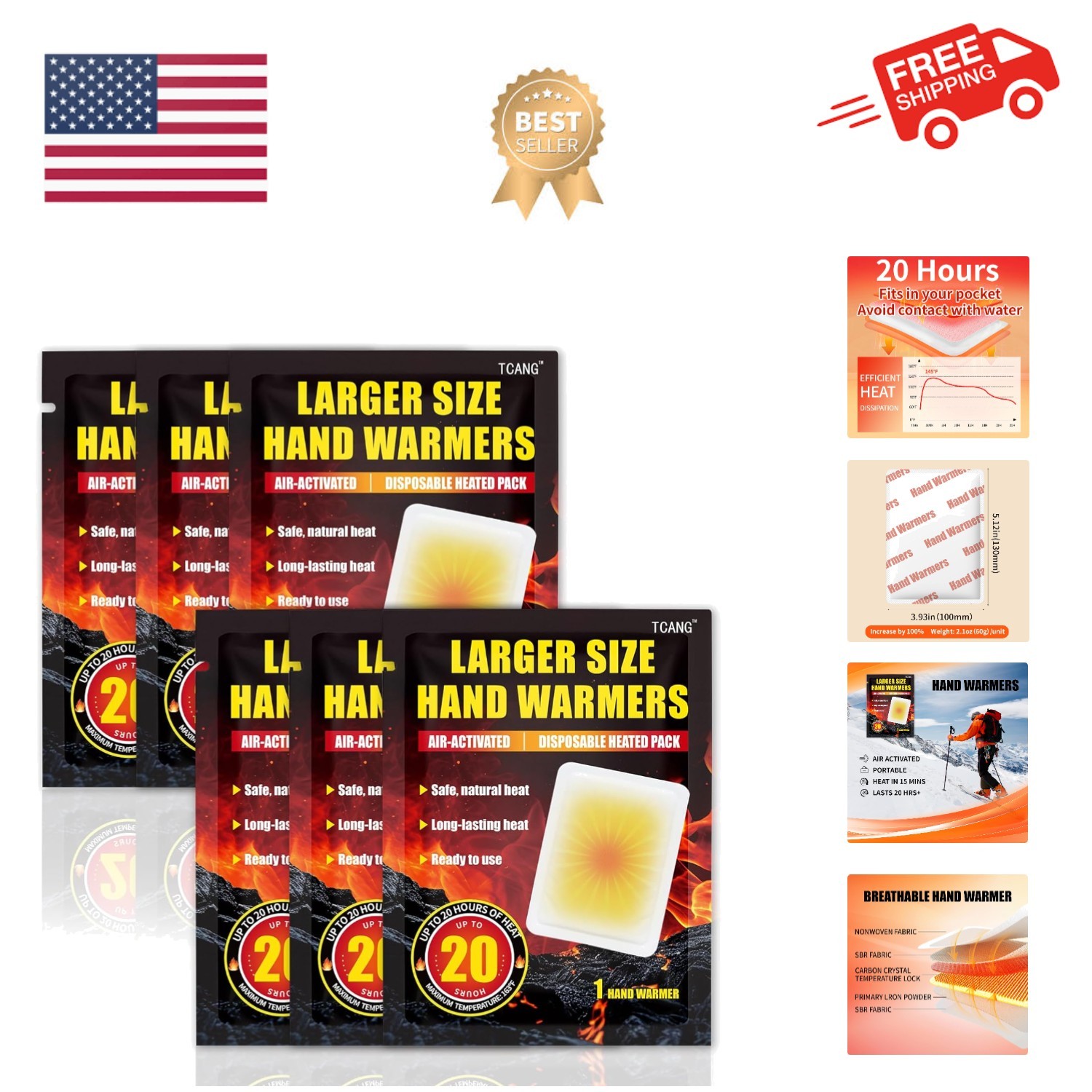 Hand Warmers Disposable - Up to 20 Hours of Heat - 6/20 Pack Super Long Lasti...