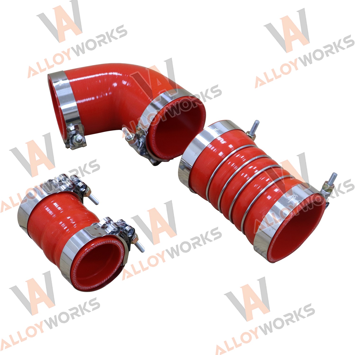 Red Silicone Hose Kit W/Stainless Clamps Fit 06~10 GM 6.6L LBZ LMM Duramax