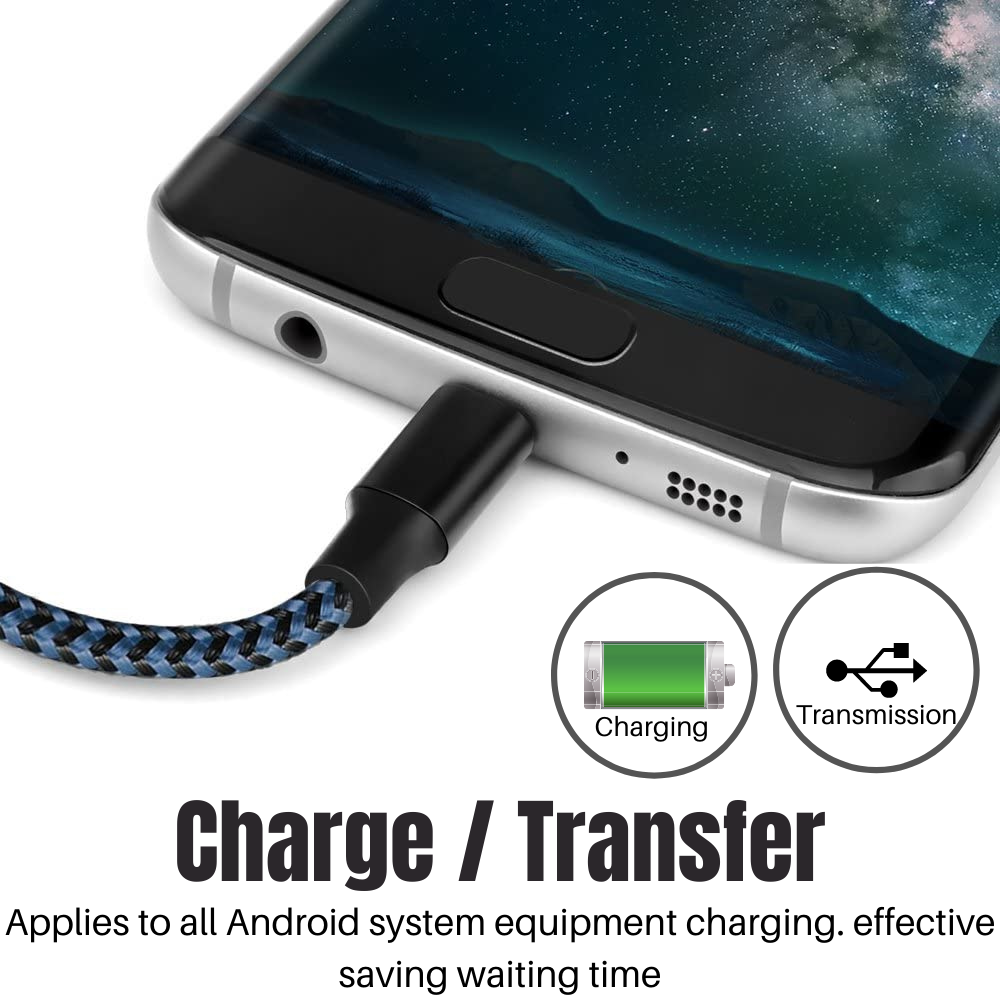For Android Samsung Micro USB Fast Charger Adapter Cable Data Sync Cord 3 Pack