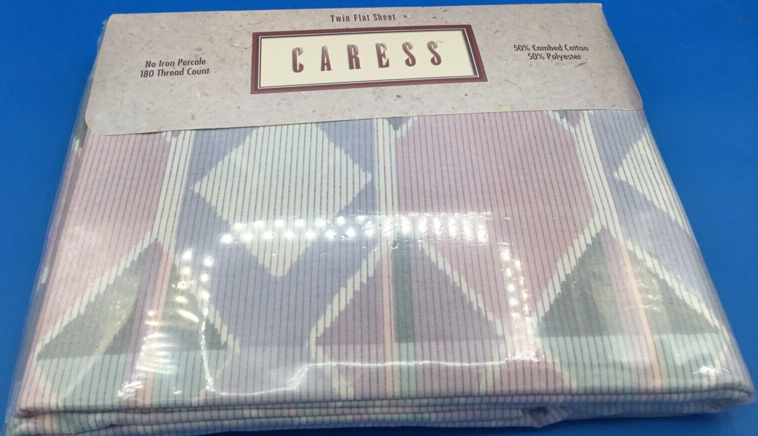 CARESS Twin Flat Sheet No Iron Percale 180 Thread Count NEW Fast Free Shipping!