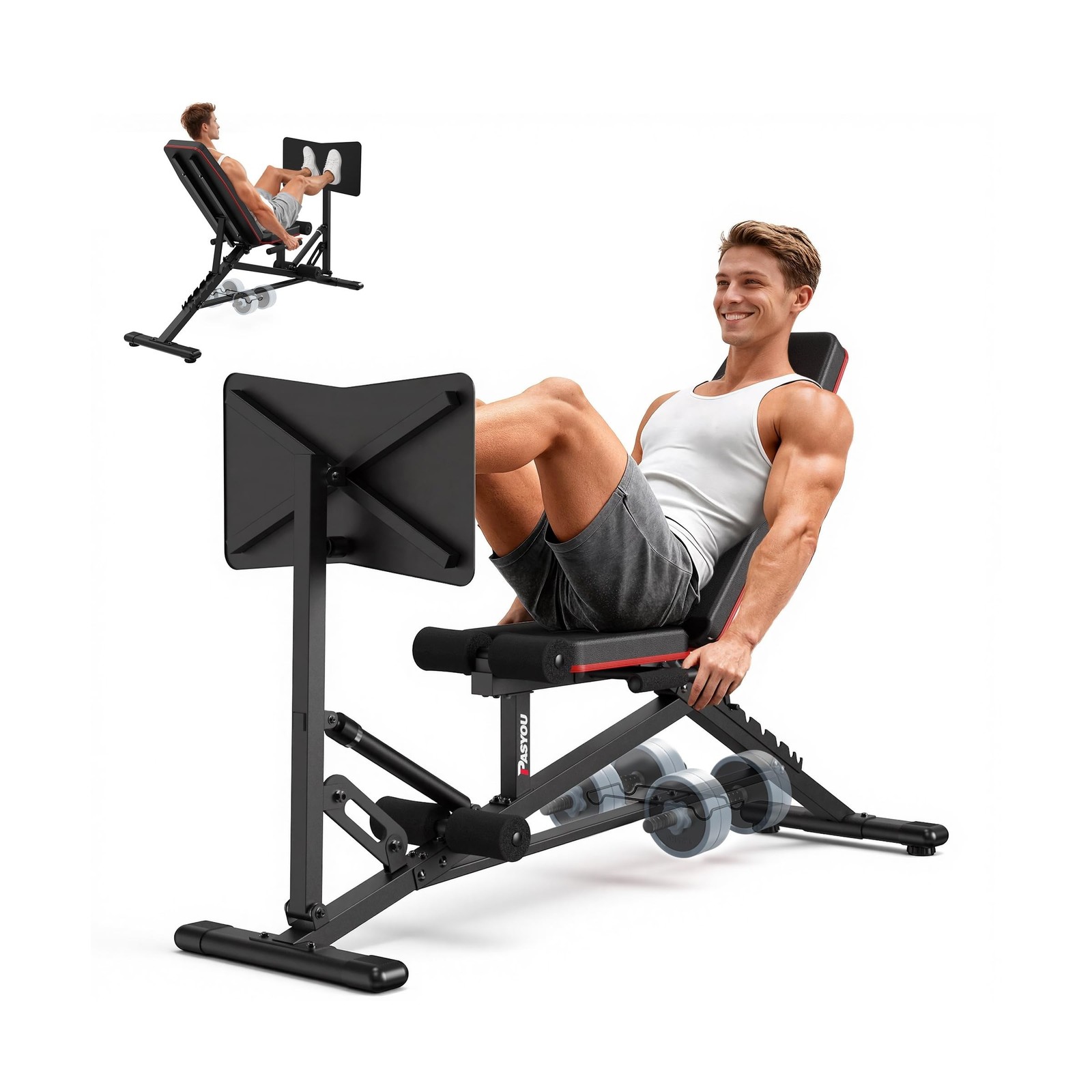 PASYOU Leg Press Machine, Adjustable Weight Bench with Leg Extension, 1300LBS...