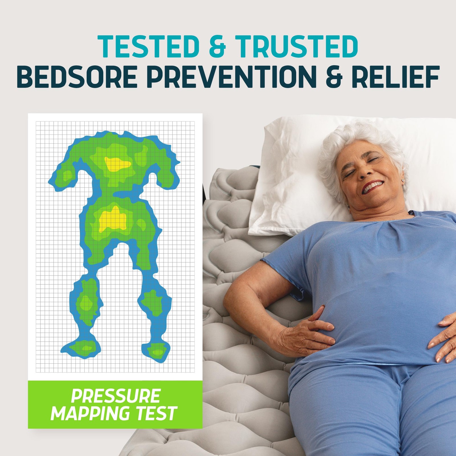 Alternating Air Pressure Mattress Pad with Static Mode & Flocking Add-on - Co...