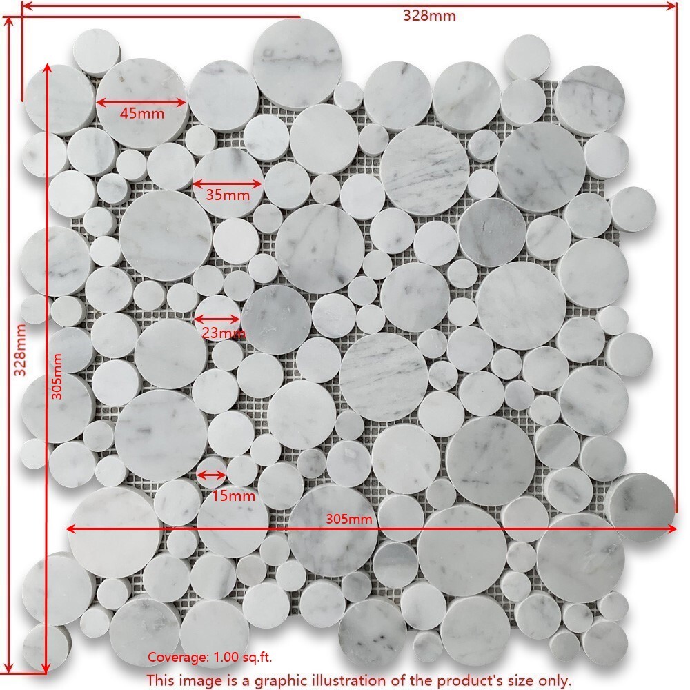 K92XH Bubble Round Bardiglio Gray Marble Mosaic Shower Floor Tile Honed