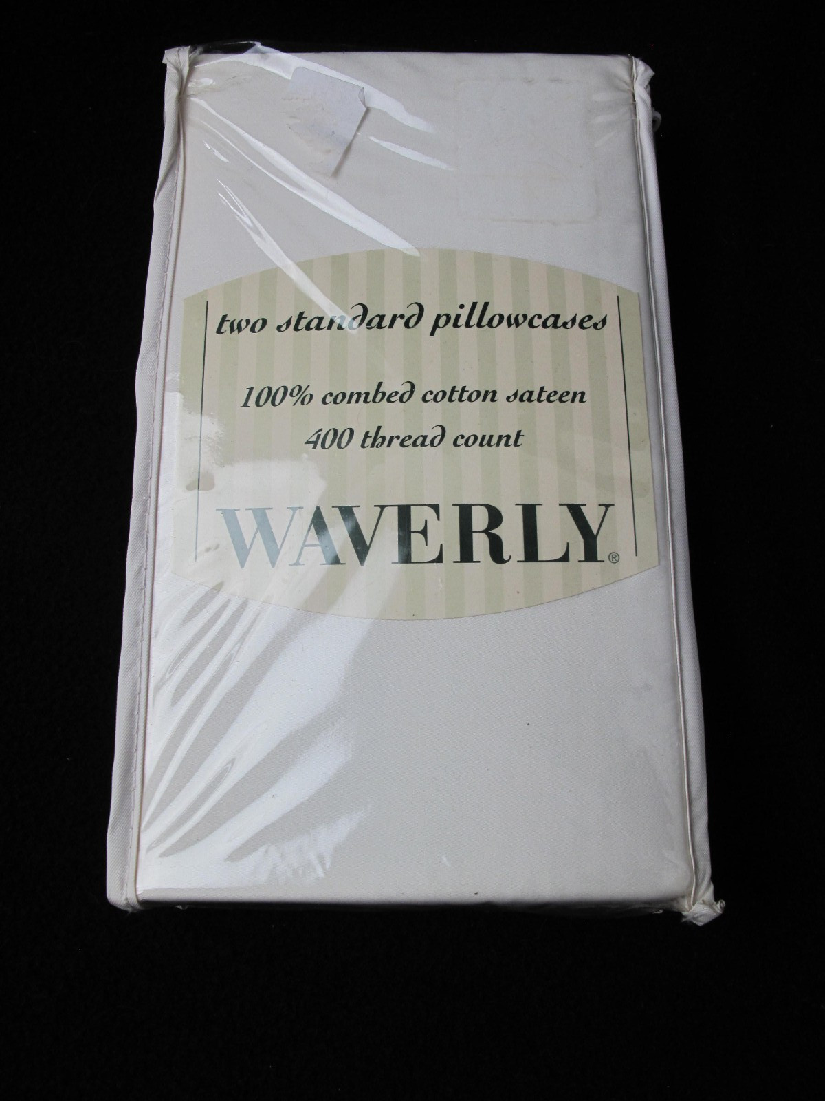 Waverly All White Standard  Pillowcases Set of 2 New In Package 400 Thread Count