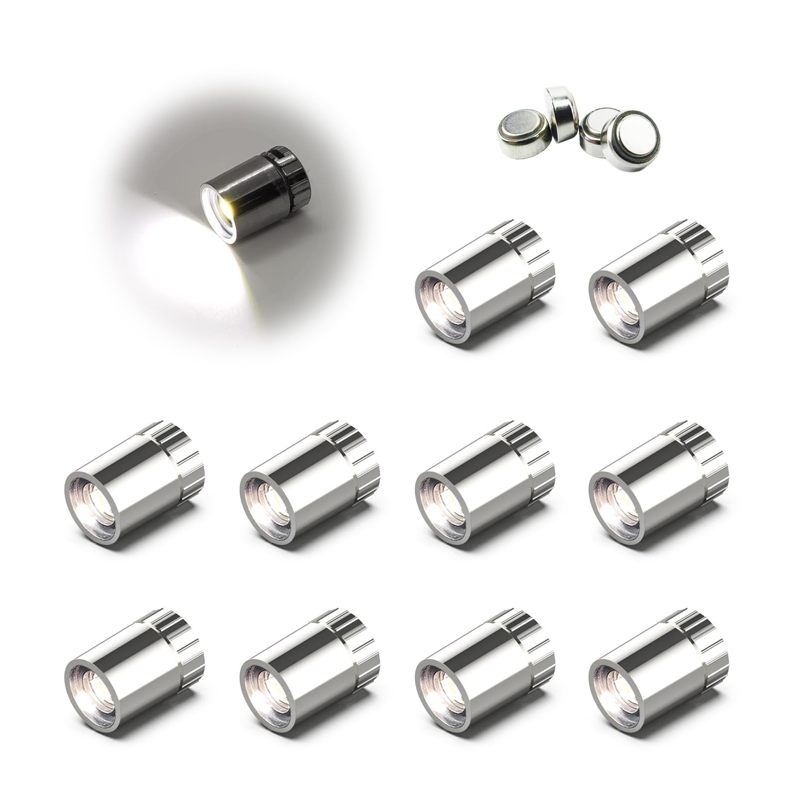 10 Pack Small Spotlight Battery Operated LED Lights Cool White for Miniatures