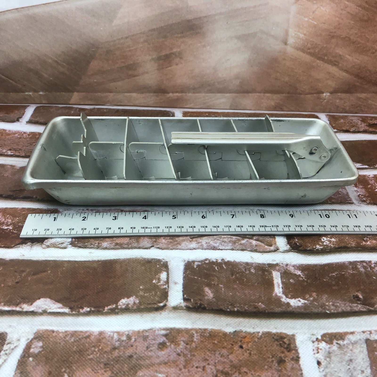 Vintage small Aluminum ice cube tray retro molds 14 cubes