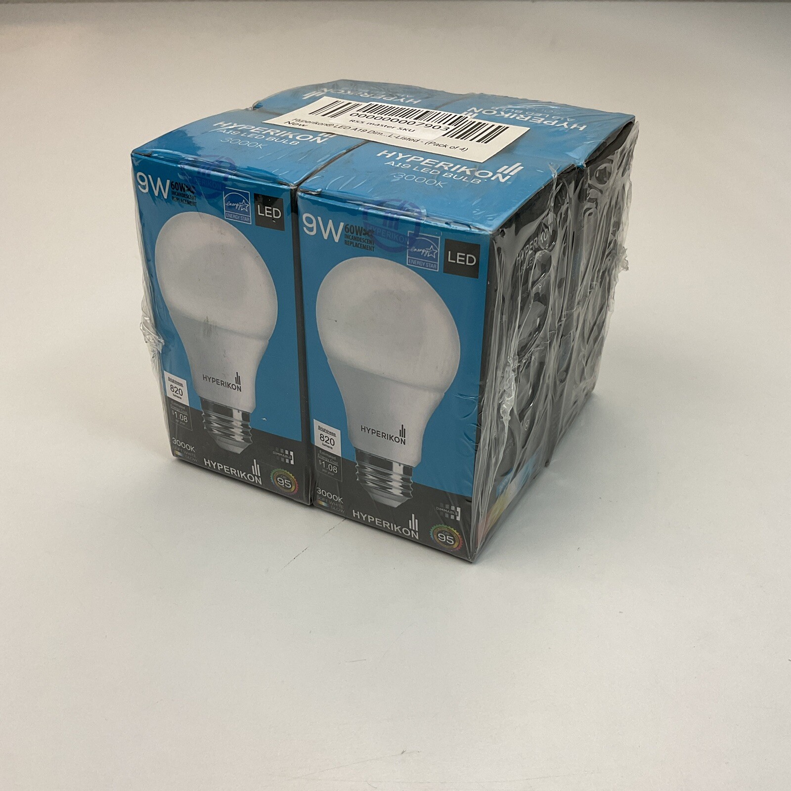 Hyperikon Dimmable LED Light Bulbs A19 9W=60W 3000K E26 - 4 Pack