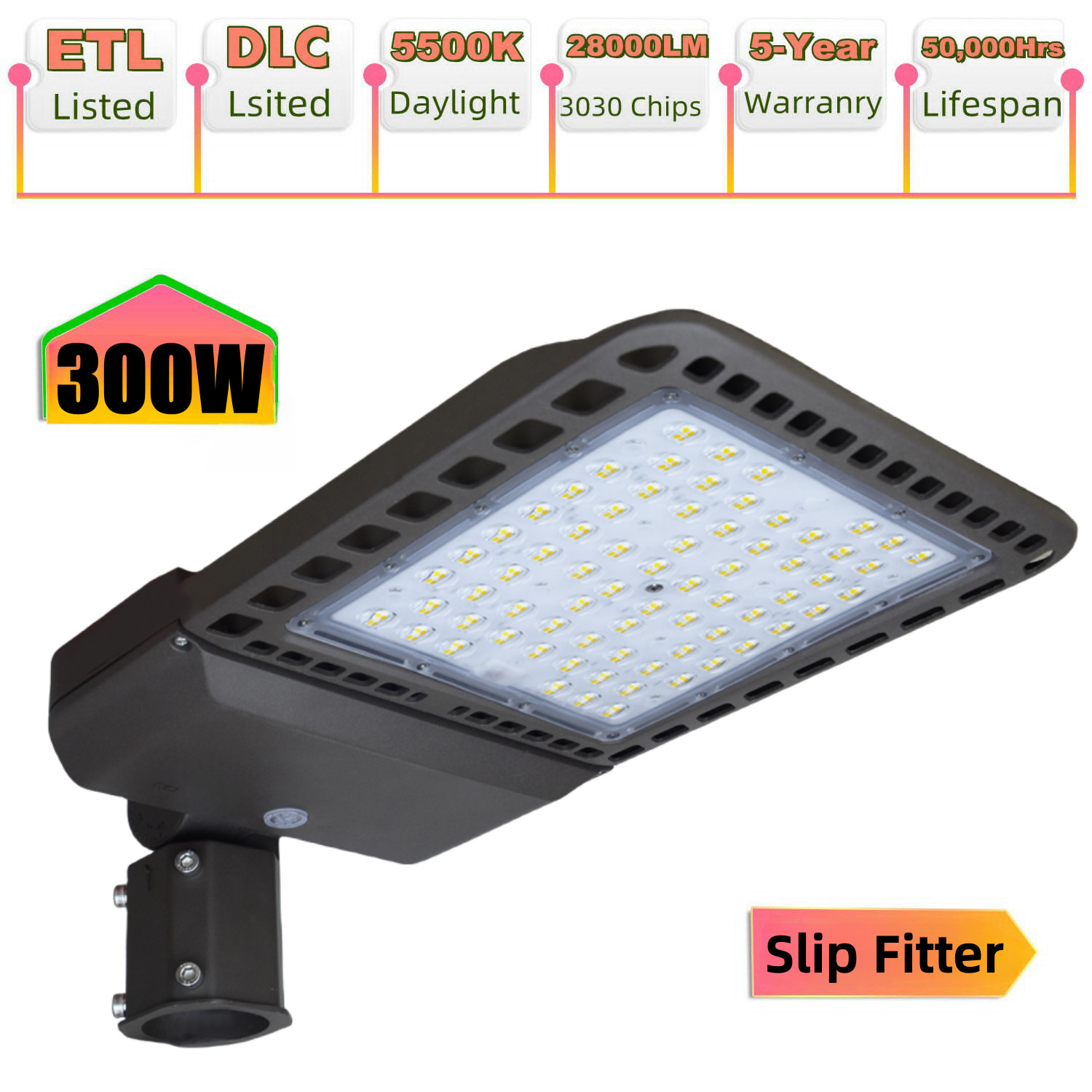 300W LED Parking Lot Light with Photocell,LED Shoebox Area Outdoor Street Lights