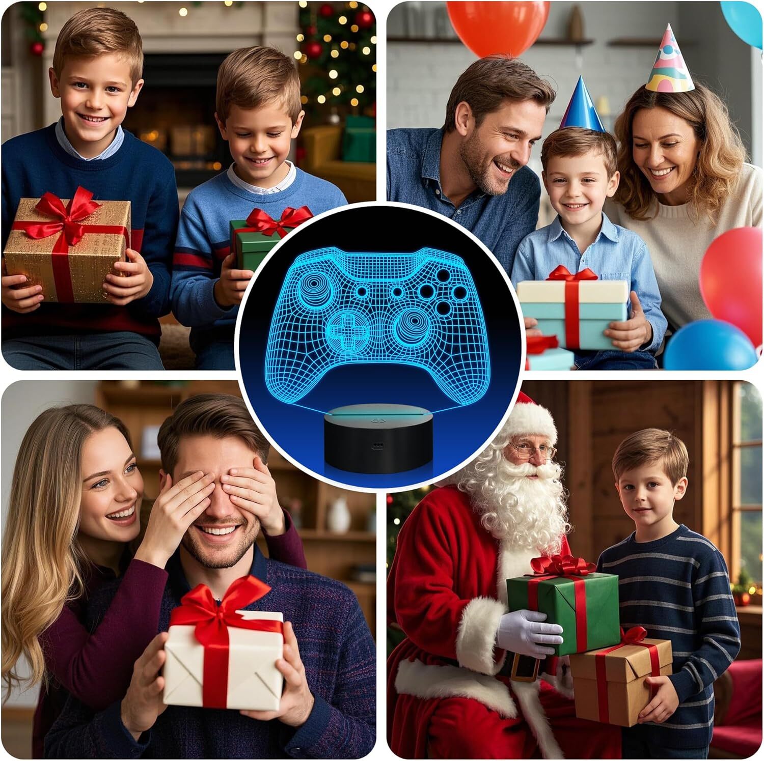 Gamepad Night Light, 3D Game Room Light with Remote + 16 Color Changing