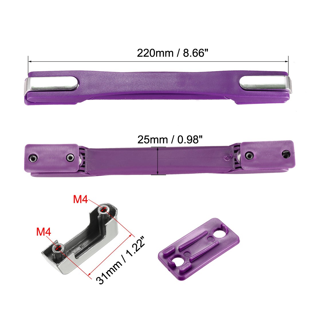 2Pcs Luggage Handle 220mm Long Strap Grip Replacement for Suitcase Case Purple