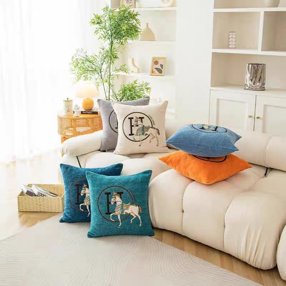 Croker Horse 18x18'' inches Throw Pillow Cushion Covers Set Pack of 2 Orange