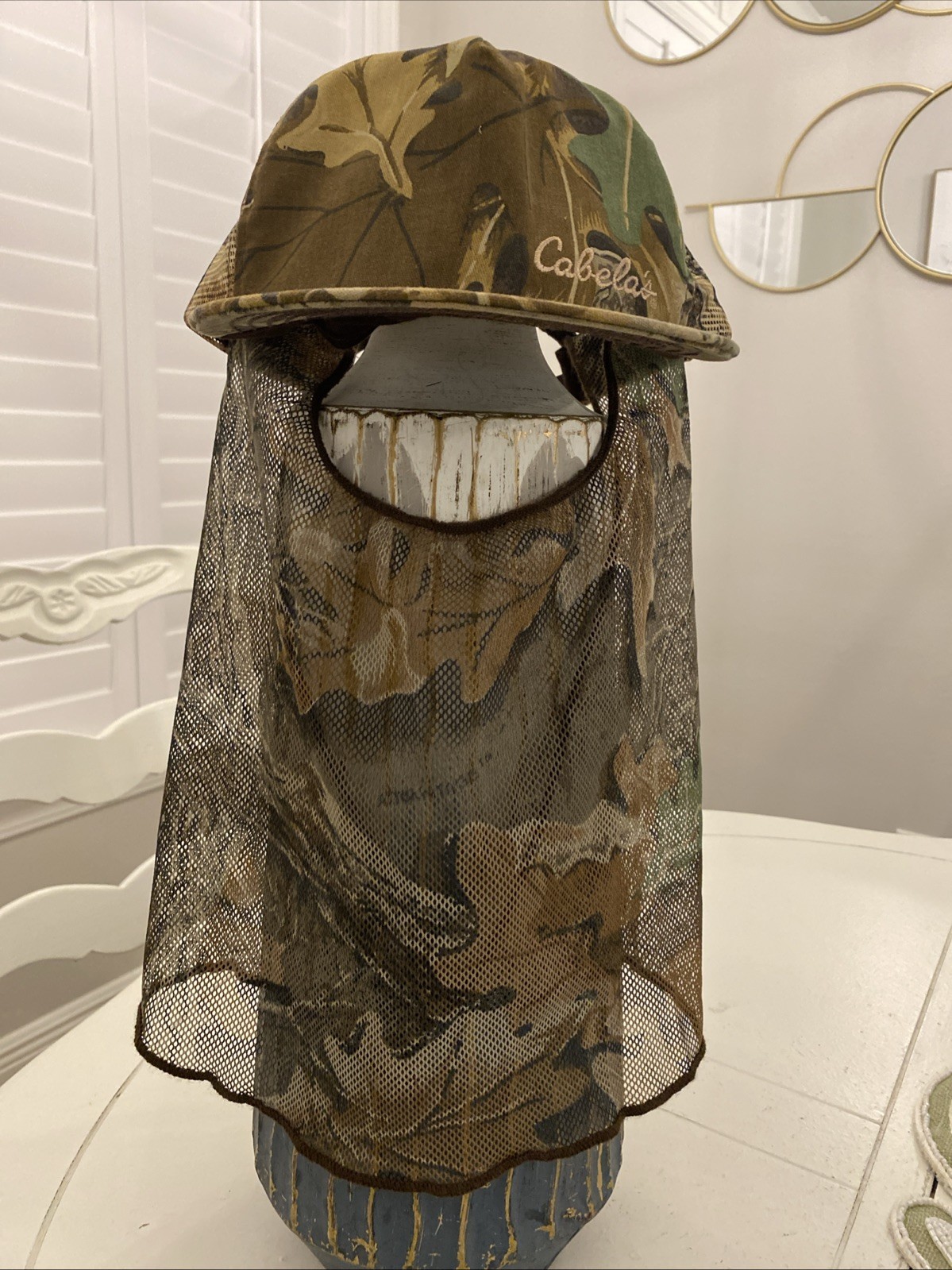 Cabela's Hat Facemask W/Drop Down Camo Netting Realtree Advantage Turkey Hunting