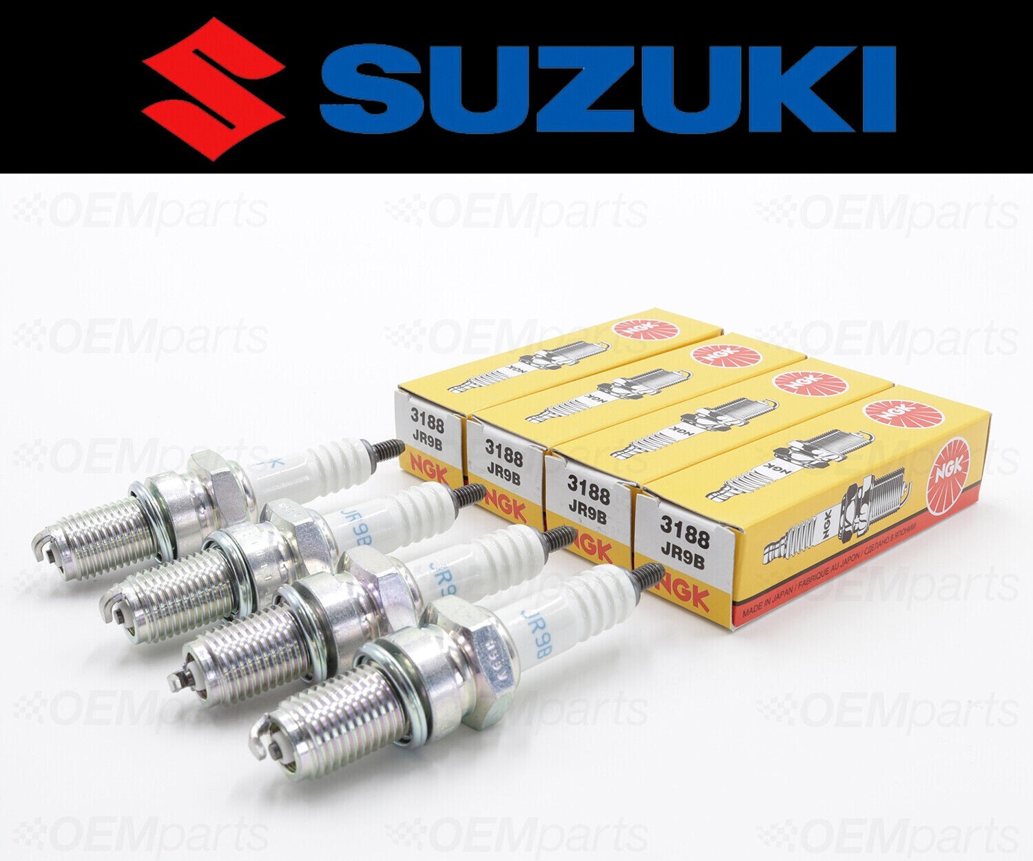 Set of (4) NGK JR9B Spark Plugs Suzuki  #09482-00389 MADE IN JAPAN