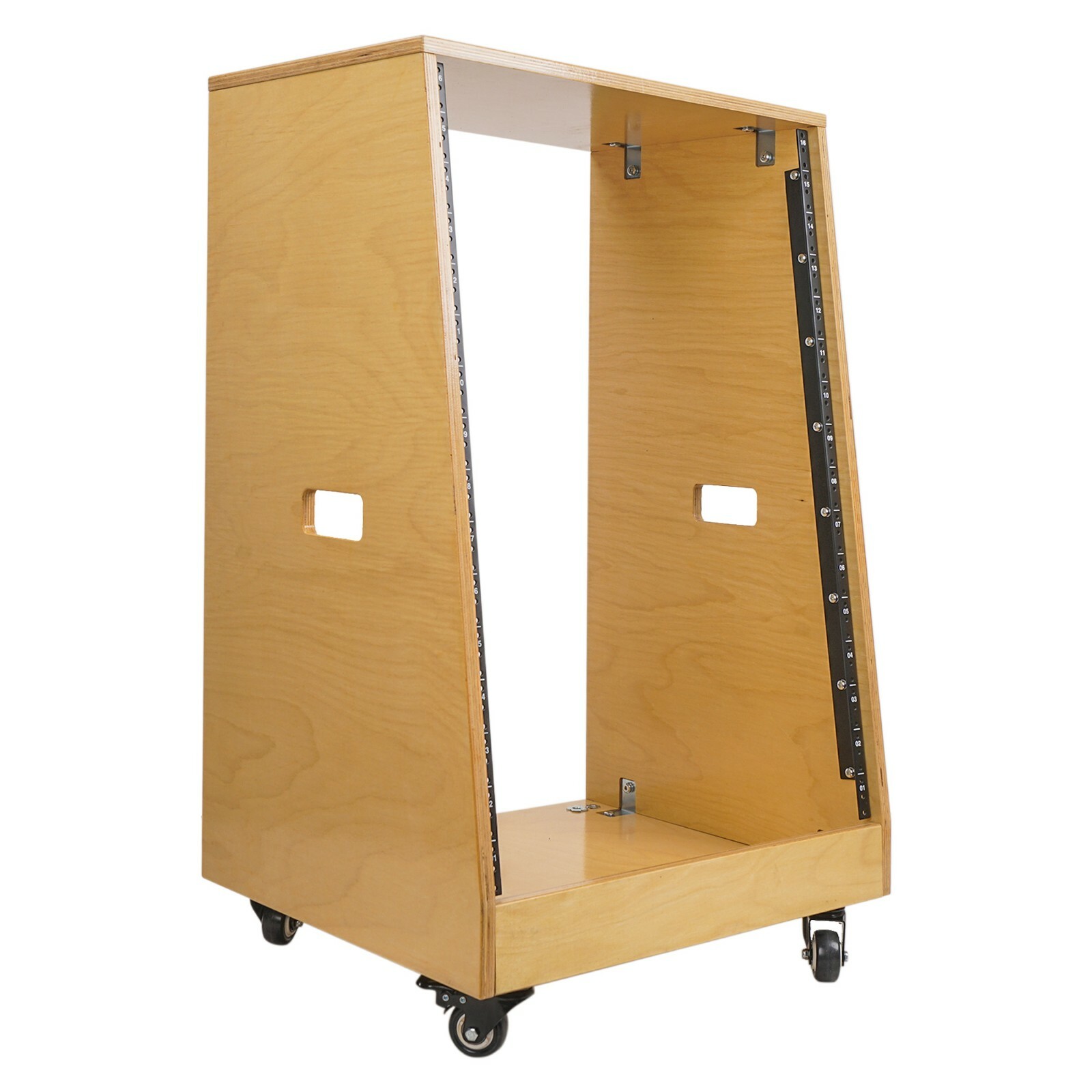 Sound Town DIY Slanted 16U Studio Rack, Plywood, Golden Oak (SDRK-16T)