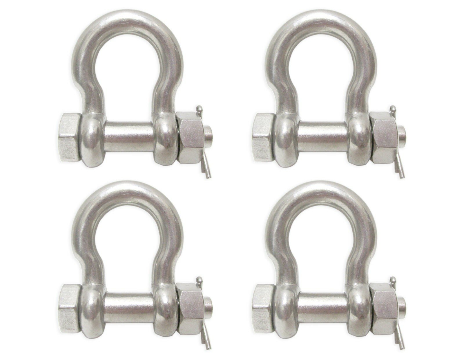 4 Pack 5/16" Stainless Steel Safety Bolt Anchor Shackle Type 316 1500 lbs Marine