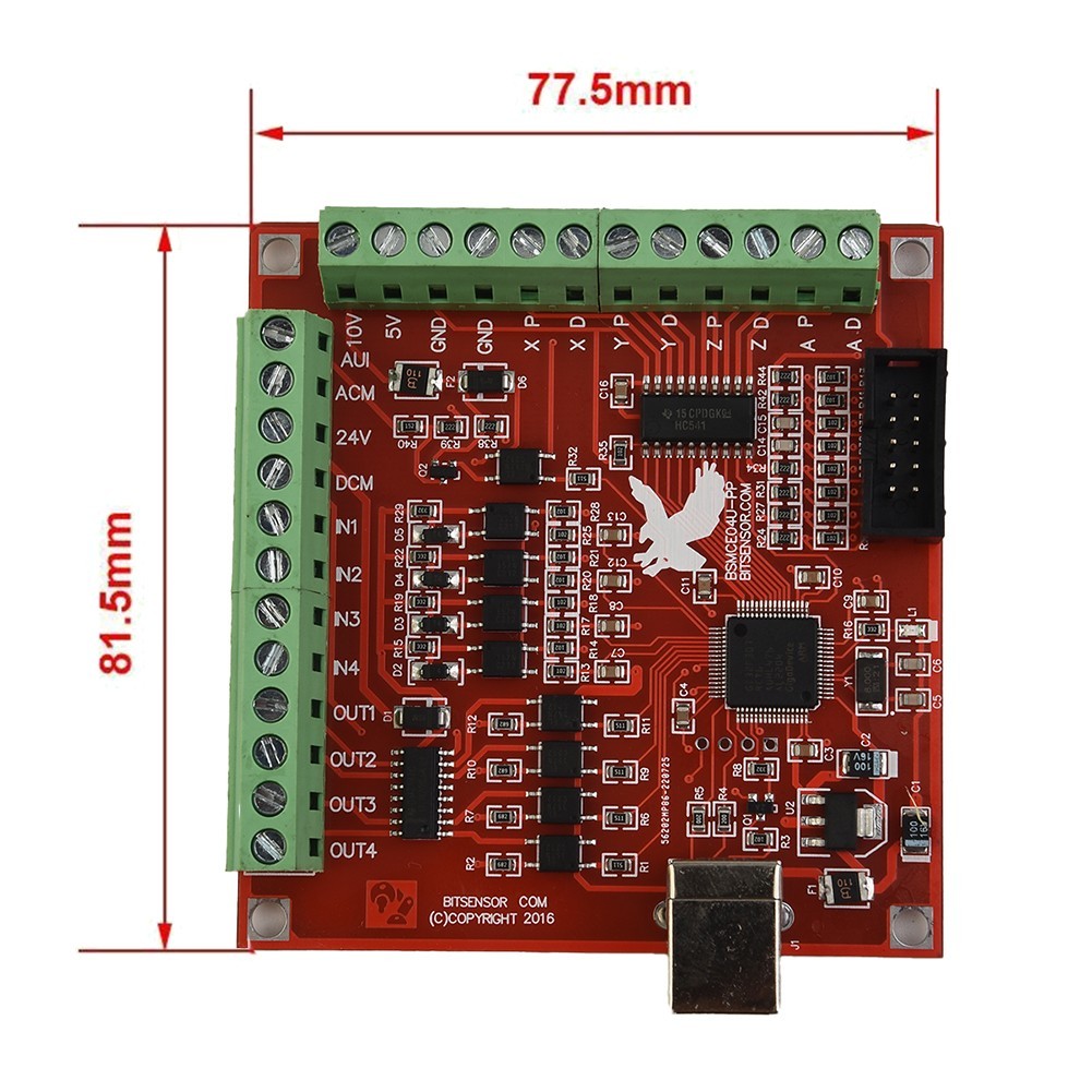 USB CNC Controller Card 3.15*3.03inch Motion Controller 0-10V Output for port