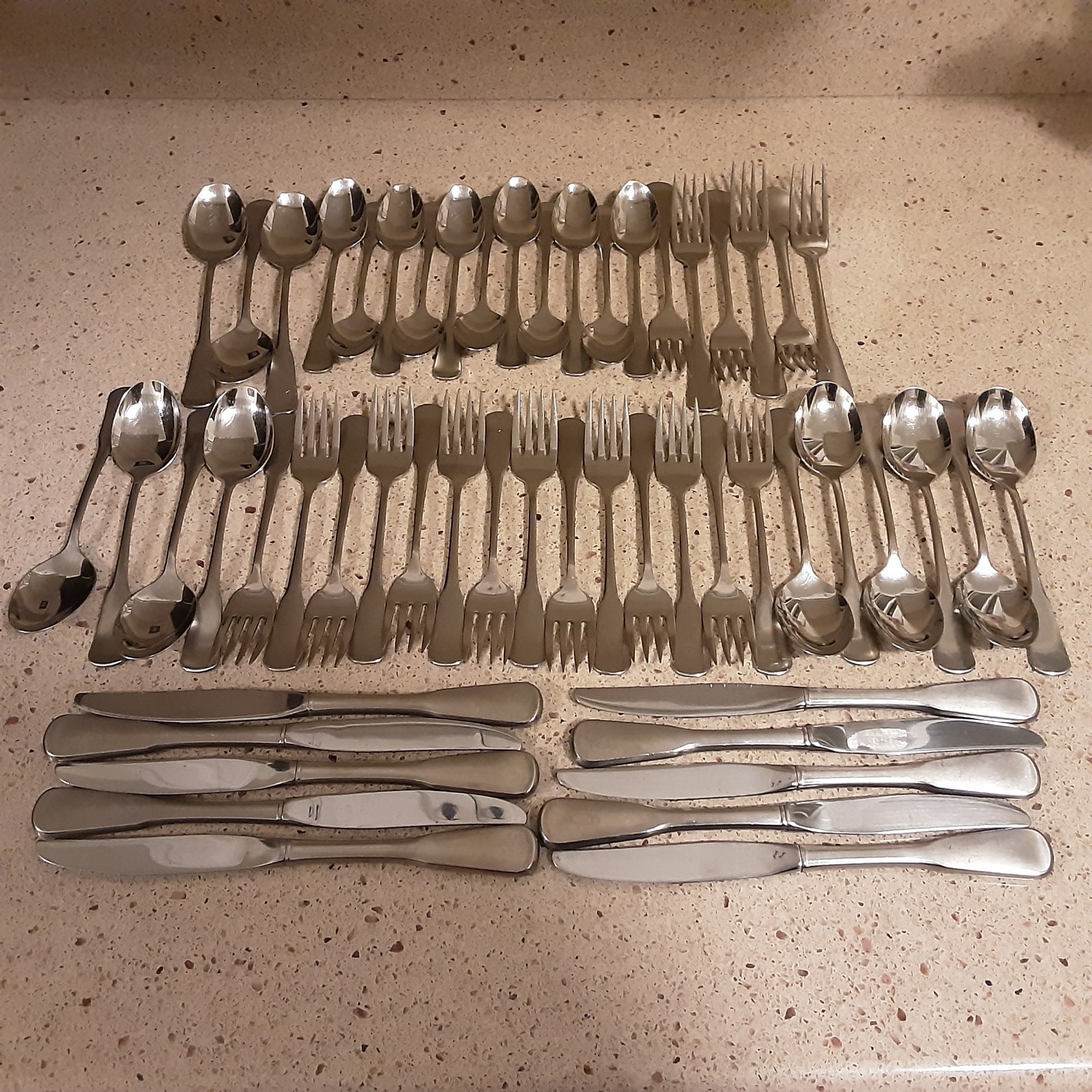 Oneida SSS  Colonial Boston  Minuteman Stainless 54 Pieces Mixed Lot