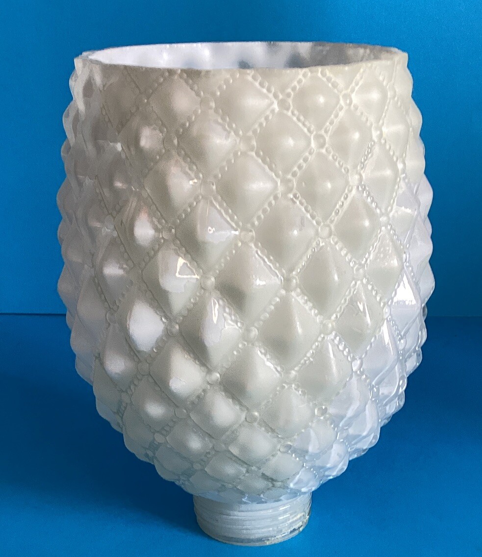 Vtg MCM Replacement Mother of Pearl Finish Glass Globe Shade Threaded 2" Fitter