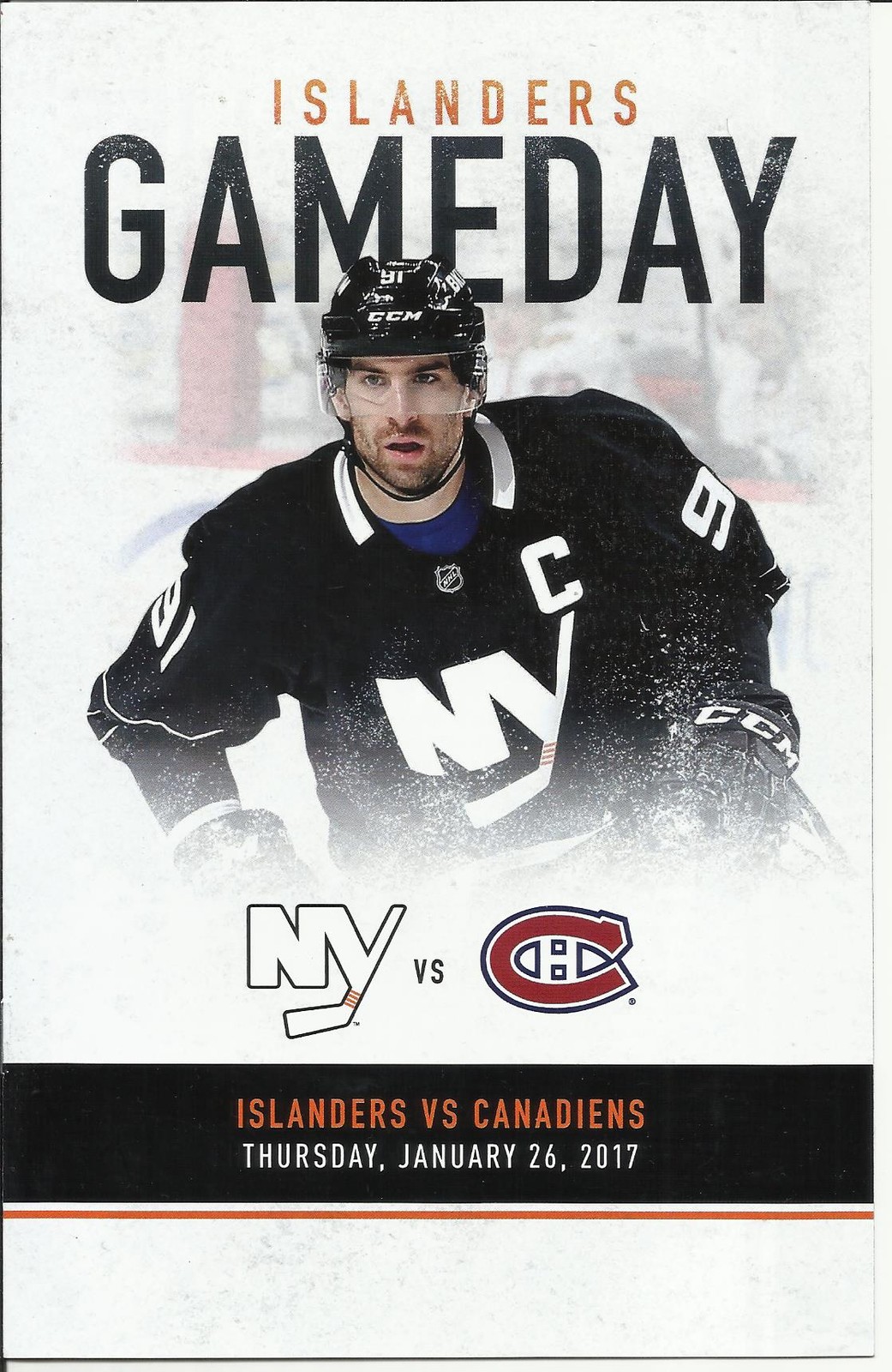 NEW YORK ISLANDERS MONTREAL CANADIENS JANUARY 26,2017 GAMEDAY PROGRAM