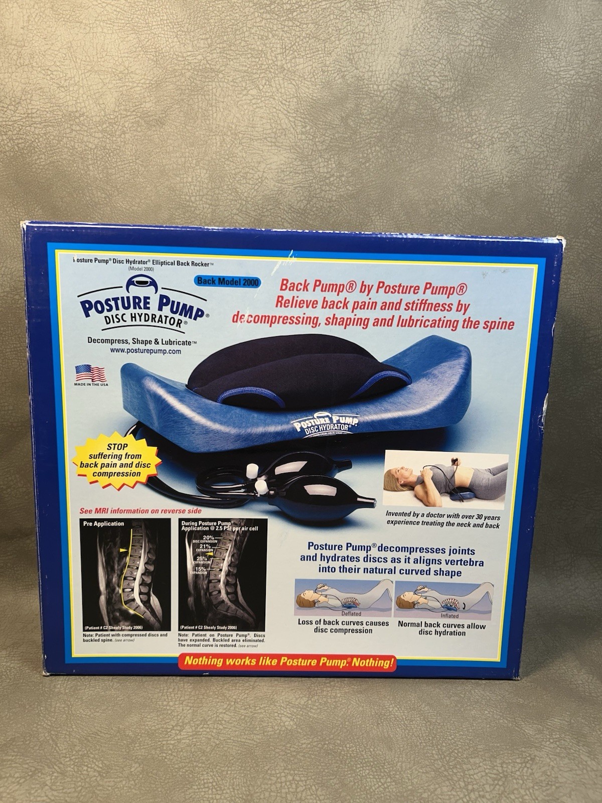 Posture Pump Disc Hydrator Elliptical Back Rocker Back 2000 Made In USA