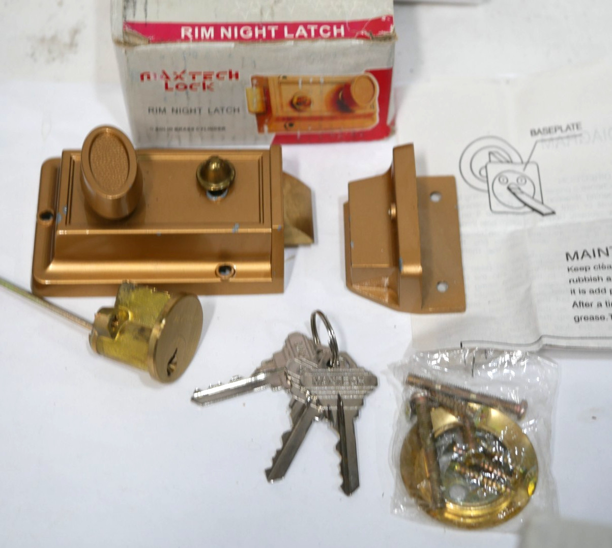 New Maxtech 1009N Brass Rim Night Latch Deadbolt Lock 3inch