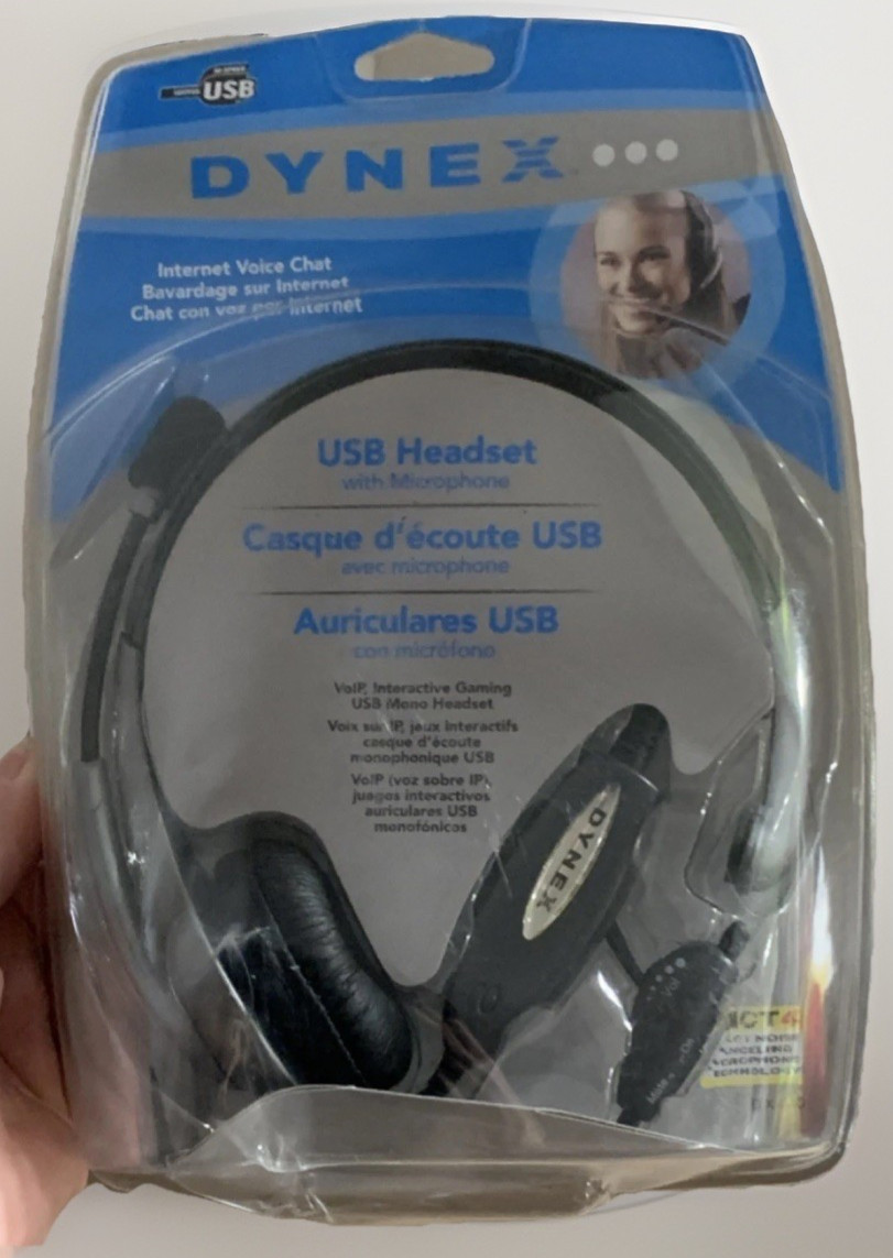Dynex DX-840 USB Headset Black Noise Cancelling Mic Ultra-Comfort Ear Pad