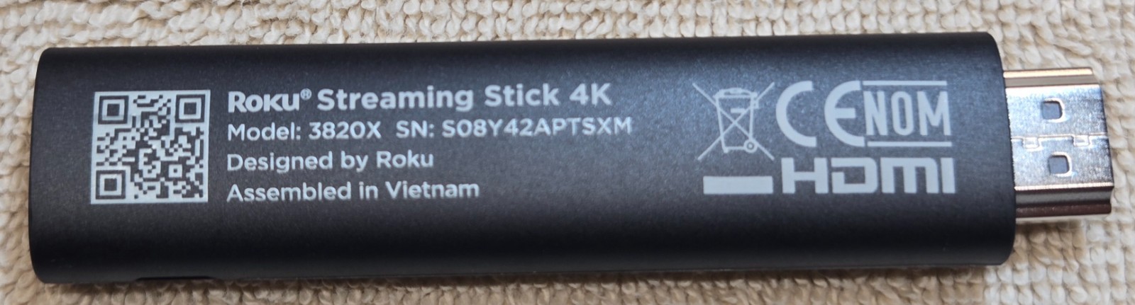 Roku Streaming Stick 4K 3820X 4K Streaming Device Battery Remote