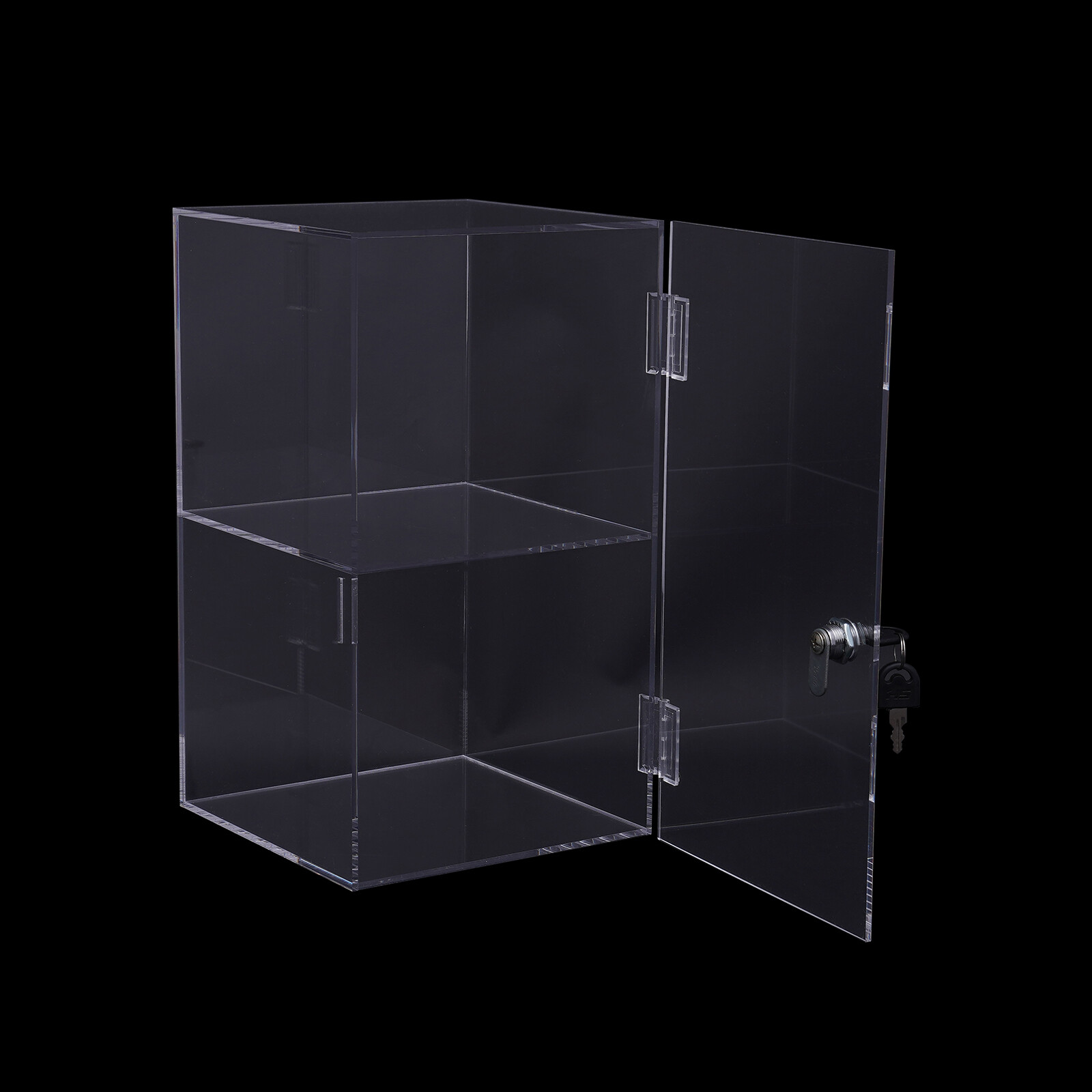 2-layers Countertop Display Case 20*20*35cm Locking Security Showcase Cabinet US
