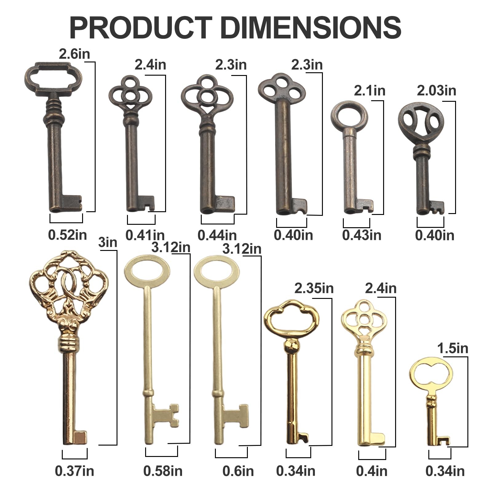Skeleton Key Set,Universal Skeleton Replacement Keys, Vintage Keys Kit for An...